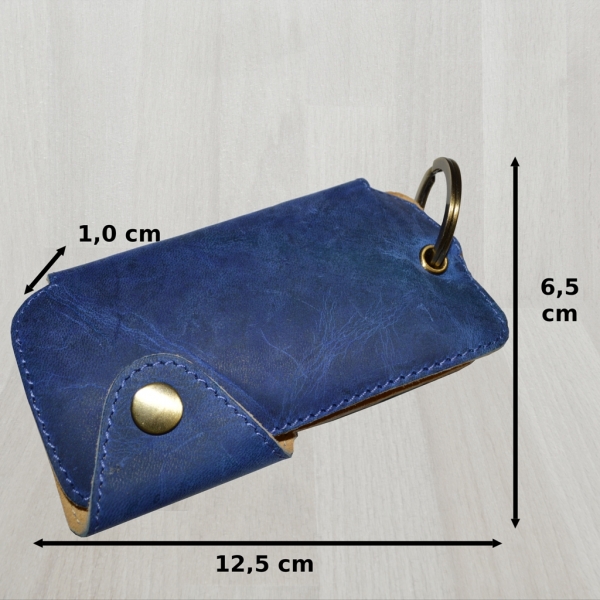 flevado Universal Leder Schlüsseltasche Mäppchen Vollleder großer Schlüsselring Druckknopfverschluss